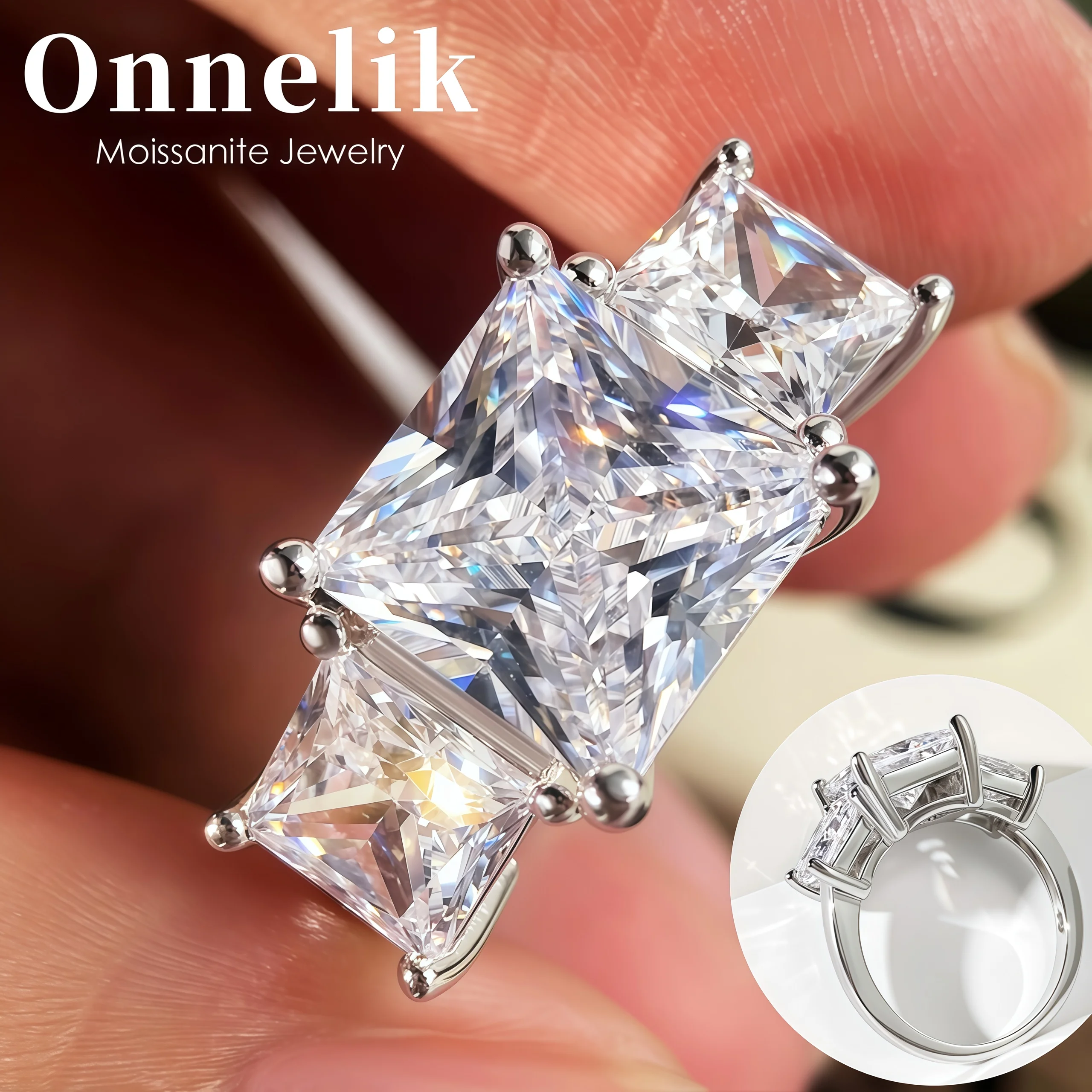 Onnelik S925 Стерлинговое Серебро 4CT Princess Cut D VVS1 Кольцо с муассанитом для женщин Тройной квадратной обручальной кольцо на годовщину
Onnelik S925 Стерлинговое Серебро 4CT Princess Cut D VVS1 Кольцо с муассанитом для женщин Тройной квадратной обручальной кольцо на годовщину