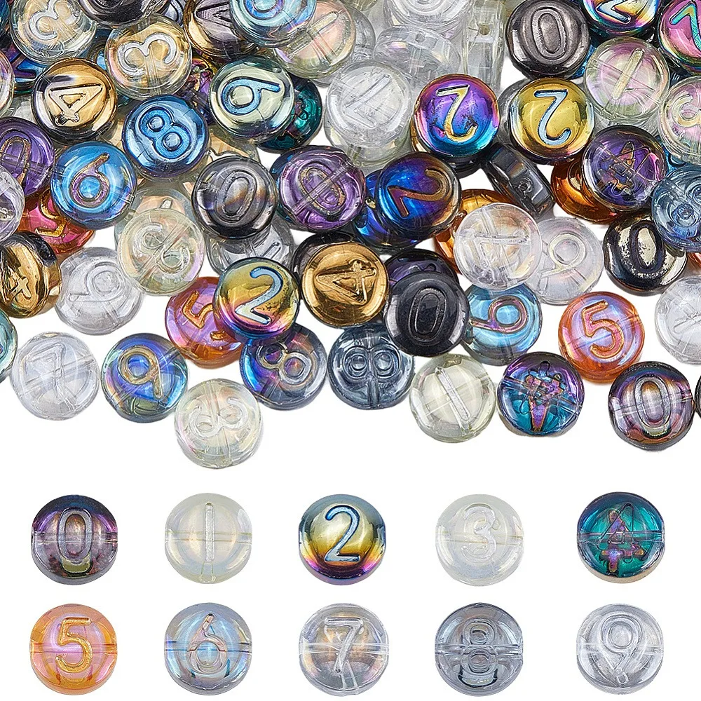 200Pcs 10 Styles Electroplate Glass Beads Flat Round with Number Mixed Color 10x4.5mm Hole: 1mm 20pcs/style
200Pcs 10 Styles Electroplate Glass Beads Flat Round with Number Mixed Color 10x4.5mm Hole: 1mm 20pcs/style