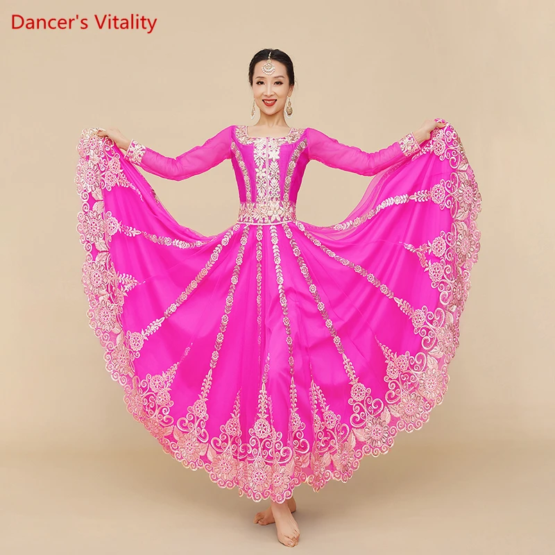 Indian Dance Performance Clothes for Women India Dress Heavy Industrial Embroidery Belly Dance Dress Oriental Dance Outfit
Indian Dance Performance Clothes for Women India Dress Heavy Industrial Embroidery Belly Dance Dress Oriental Dance Outfit