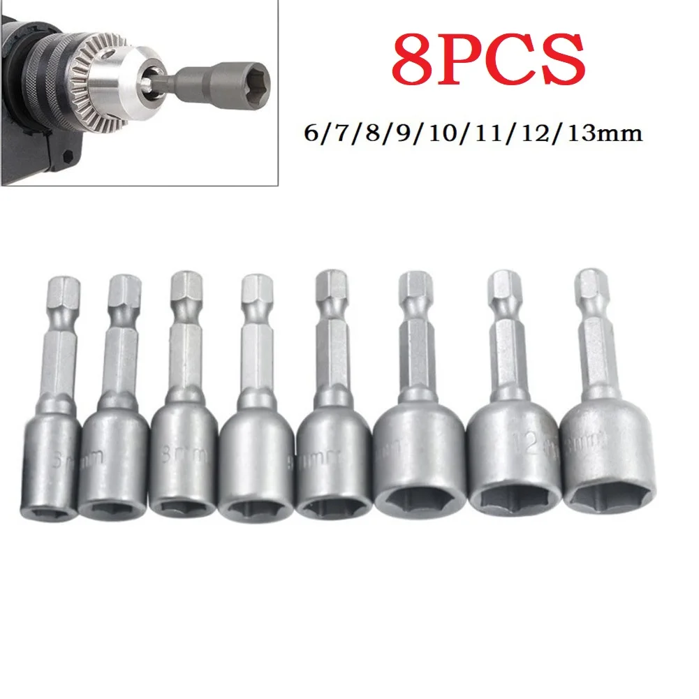 8Pcs 6mm-13mm Socket Magnetic Nut Screwdriver 1/4 Inch Hex Socket Adapter For Electric Drill Driver
8Pcs 6mm-13mm Socket Magnetic Nut Screwdriver 1/4 Inch Hex Socket Adapter For Electric Drill Driver