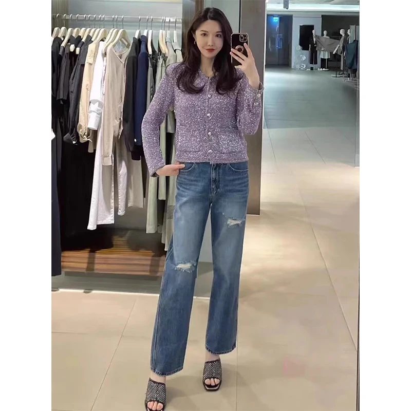 Selfwill Korean High Waist Straight Leg Jeans Women's Wide Leg Jeans mid Rise Hole Design Faionable Autumn Collection
Selfwill Korean High Waist Straight Leg Jeans Women's Wide Leg Jeans mid Rise Hole Design Faionable Autumn Collection