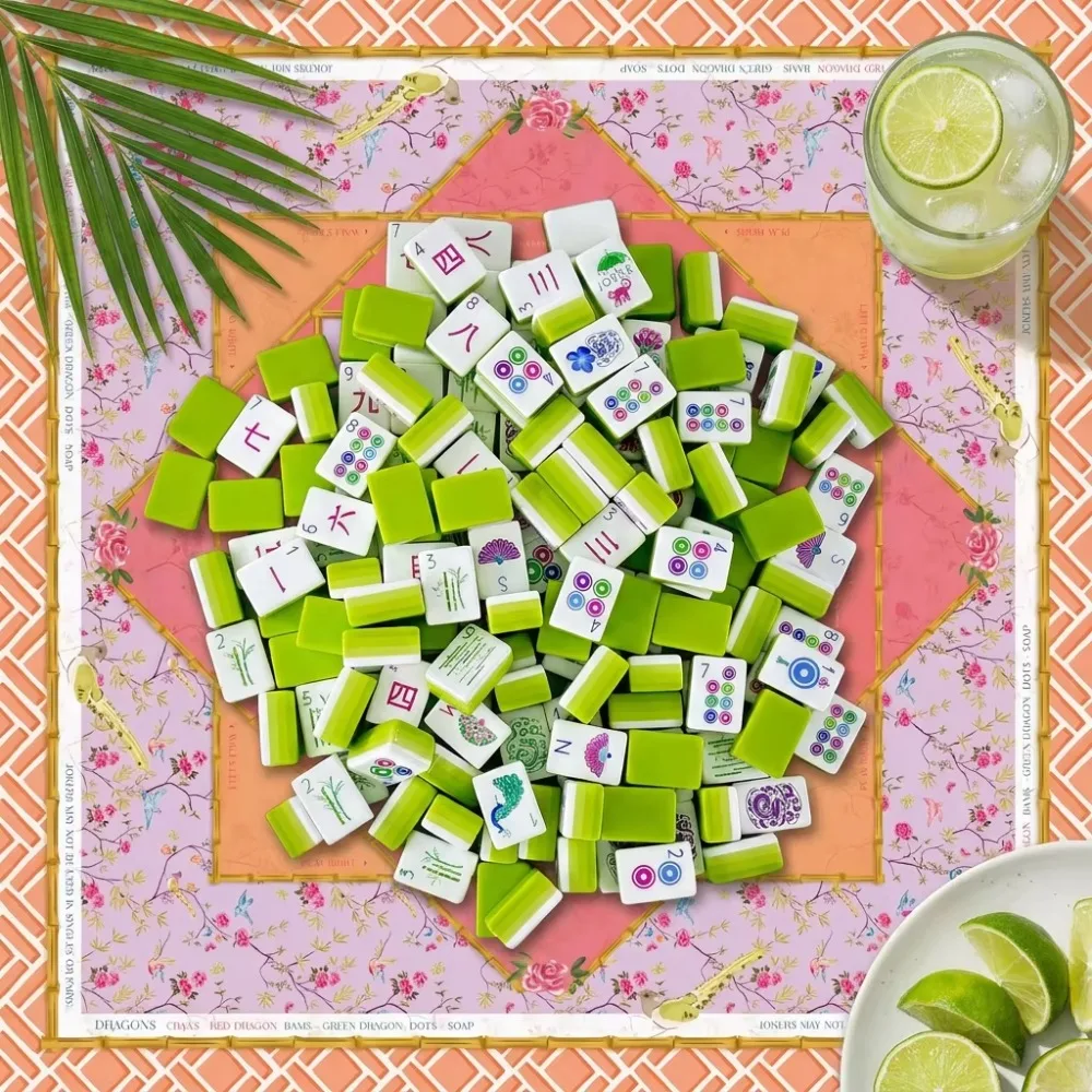Acrylic 32mm 160 pieces lime green 4-layer engraved luxury American mahjong set pink floral pad for tropical social club party
Acrylic 32mm 160 pieces lime green 4-layer engraved luxury American mahjong set pink floral pad for tropical social club party