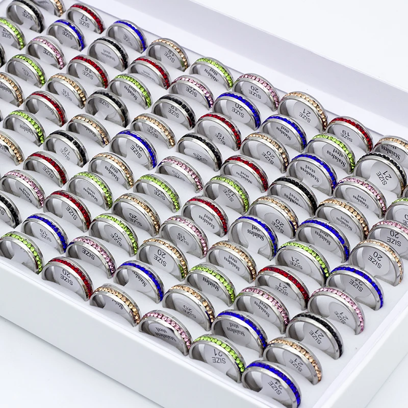 50 Piece/Lot Mix Colorful Stainless Steel Single Crystal Ring for Women Top Quality Silver Plated Fashion Jewelry Factory Price
50 Piece/Lot Mix Colorful Stainless Steel Single Crystal Ring for Women Top Quality Silver Plated Fashion Jewelry Factory Price