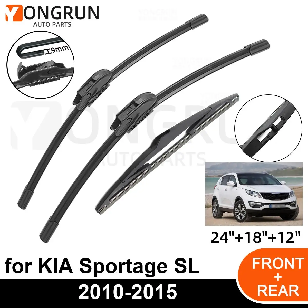 3PCS Car Wiper for KIA Sportage SL 2010-2015 Front Rear Windshield Windscreen Wiper Blade Rubber Accessories
3PCS Car Wiper for KIA Sportage SL 2010-2015 Front Rear Windshield Windscreen Wiper Blade Rubber Accessories