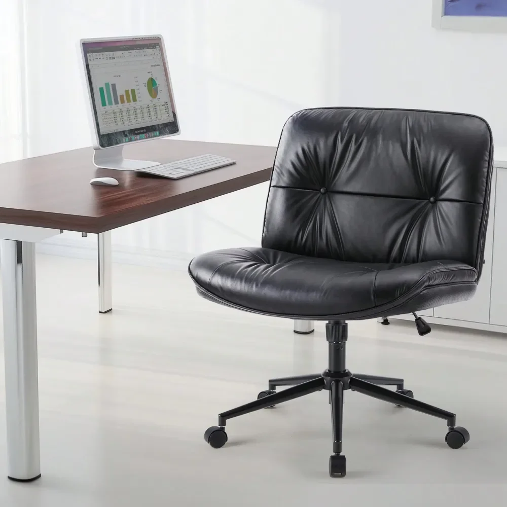 Criss Cross Legged Chair With Wheels, Armless Office Desk PU Leather Wide Seat, Swivel Height Adjustable Comfy Computer Task Se
Criss Cross Legged Chair With Wheels, Armless Office Desk PU Leather Wide Seat, Swivel Height Adjustable Comfy Computer Task Se