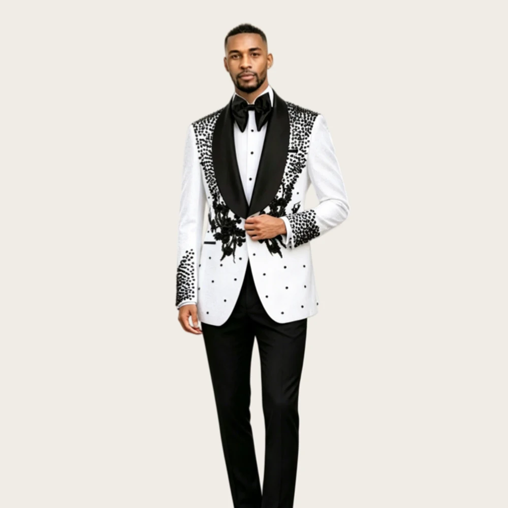 Mophiel Luxury Men's Suits 2 Pieces Prom Tuxedo Set with Beaded Shawl Lapel Slim Fit Blazer for Wedding Party Outfit Customized
Mophiel Luxury Men's Suits 2 Pieces Prom Tuxedo Set with Beaded Shawl Lapel Slim Fit Blazer for Wedding Party Outfit Customized