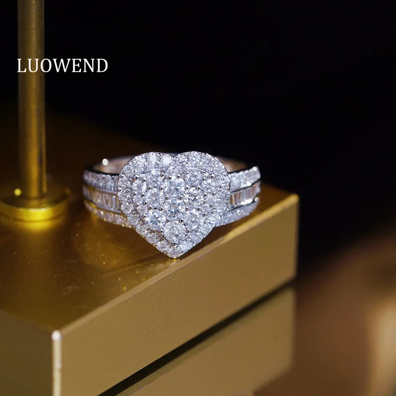 LUOWEND 100% 18K White Gold Rings Luxury Heart Shape 1.10carat Real Natural Diamond Engagement Ring for Women Senior Banquet
LUOWEND 100% 18K White Gold Rings Luxury Heart Shape 1.10carat Real Natural Diamond Engagement Ring for Women Senior Banquet