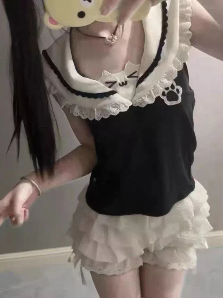 Японский Y2k Harajuku Женские Kawaii Cuteore Sweet Футболки Мягкая летняя футболка для девочек с бантом и кружевом с оборками в стиле пэчворк Тонкие футболки Топ
Японский Y2k Harajuku Женские Kawaii Cuteore Sweet Футболки Мягкая летняя футболка для девочек с бантом и кружевом с оборками в стиле пэчворк Тонкие футболки Топ