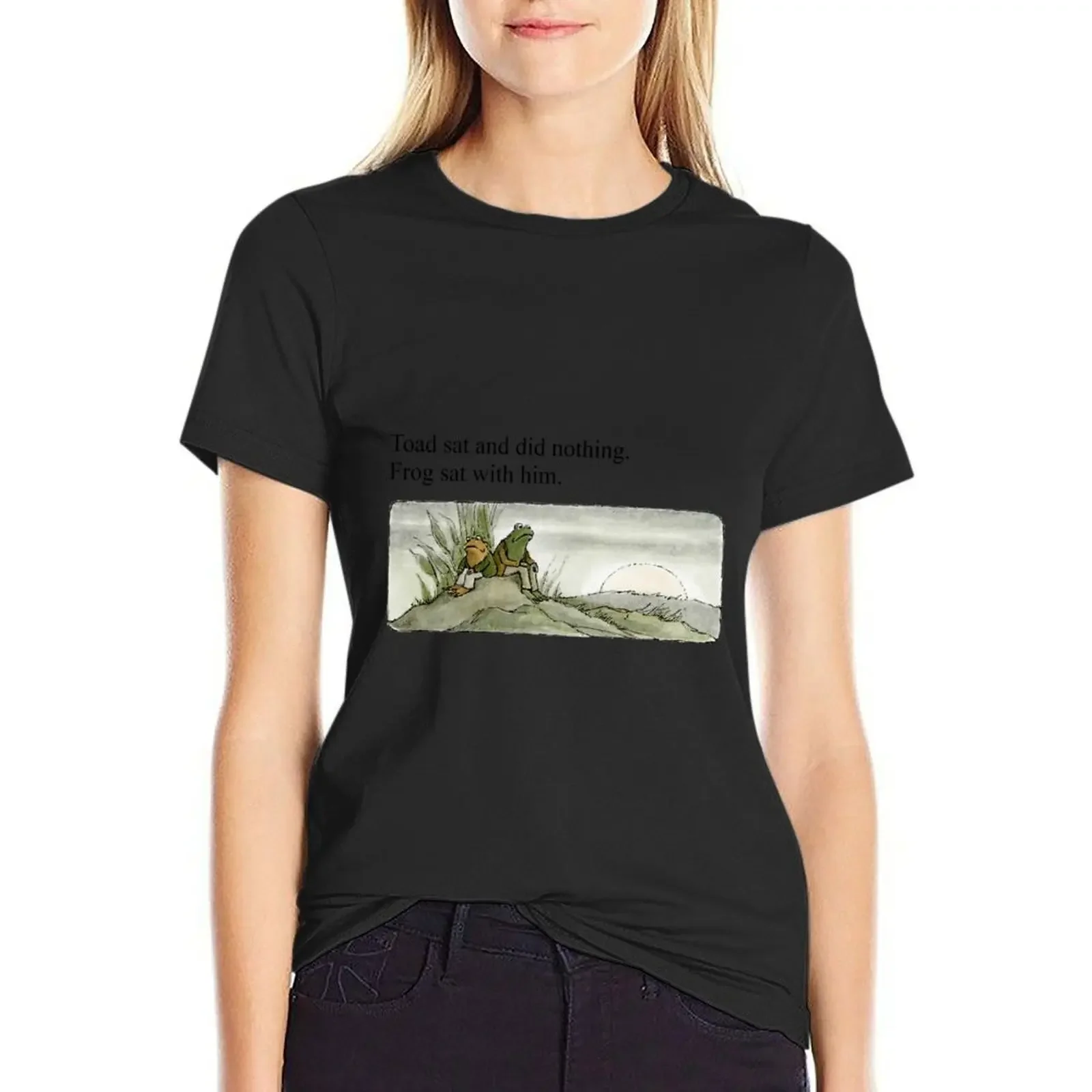 Toad sat and did nothing. Frog sat with him T shirt T-shirt cute clothes summer top summer clothes for Women 
Toad sat and did nothing. Frog sat with him T shirt T-shirt cute clothes summer top summer clothes for Women
