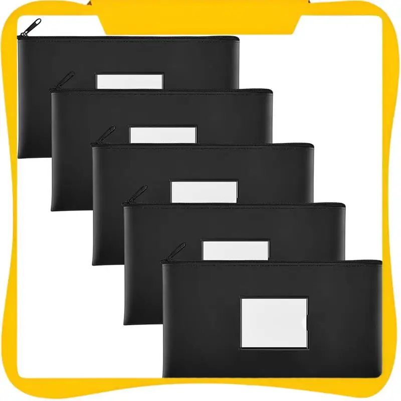 Bank Deposit Money Bags With Zipper, PU Bags Cash Wallet Pouches With Label, For Coins, Invoice,Bills, 5-Pack B
Bank Deposit Money Bags With Zipper, PU Bags Cash Wallet Pouches With Label, For Coins, Invoice,Bills, 5-Pack B