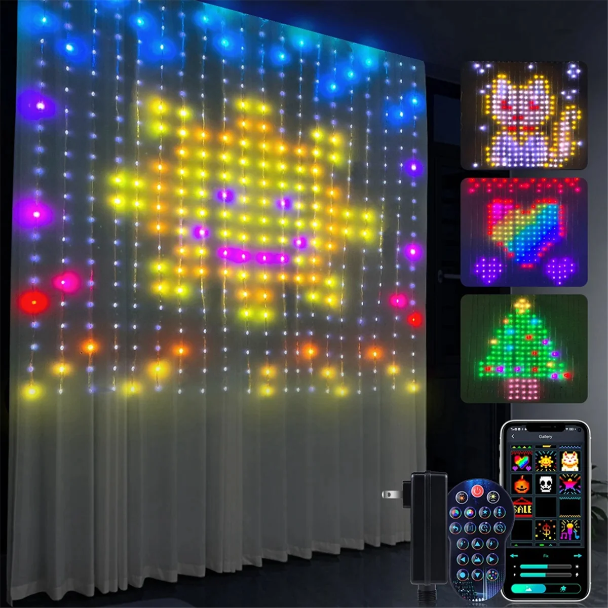 Graffiti APP Curtain Lights RGB Phantom Colour Point Control Lights Ambient Lights Curtain Light String with US Plug,B
Graffiti APP Curtain Lights RGB Phantom Colour Point Control Lights Ambient Lights Curtain Light String with US Plug,B