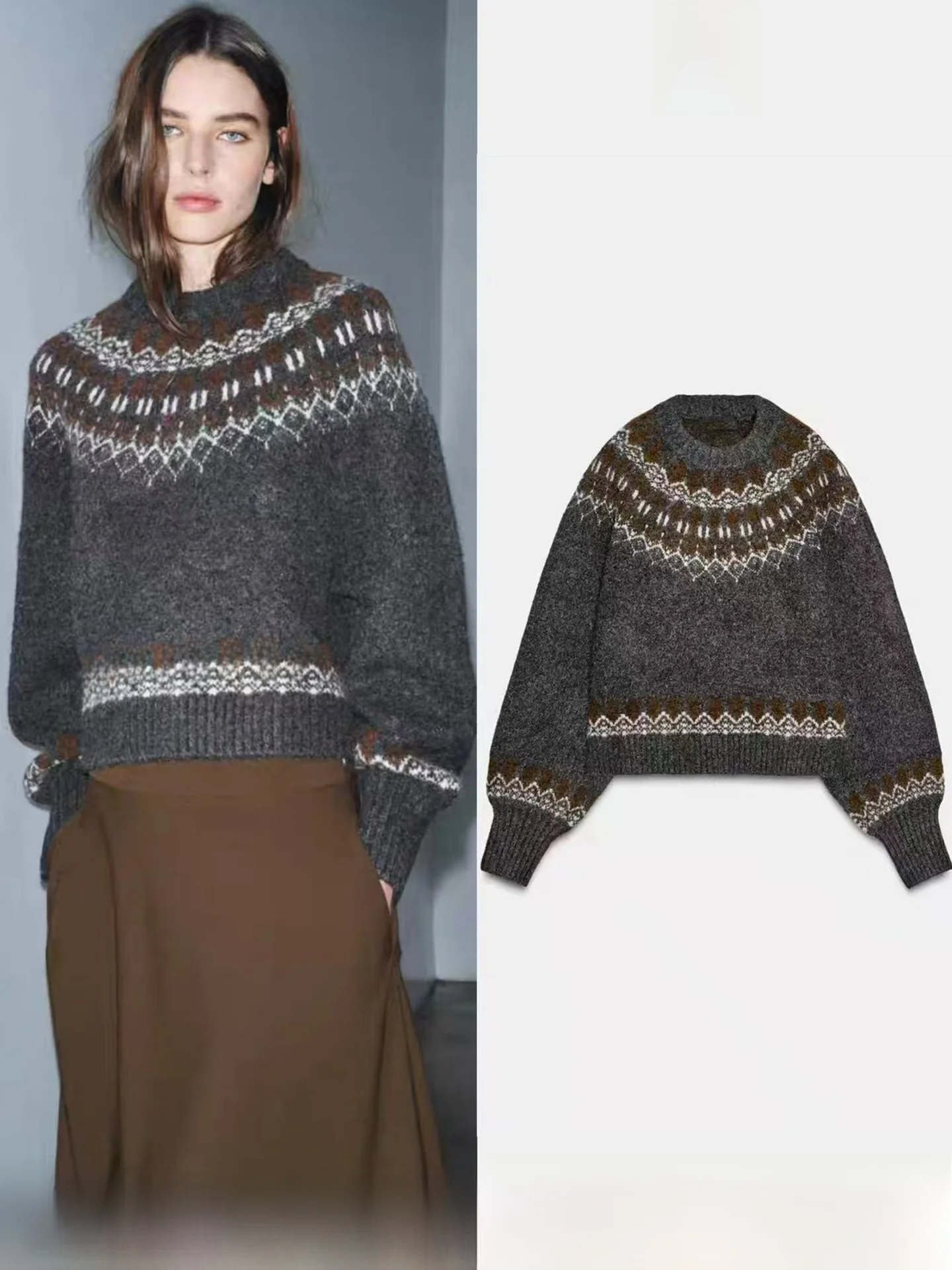 Autumn Winter New Women's Lazy Style Retro Fair Isle round Neck Long Sleeve Knitted Sweater Embroidered Casual Loose Fit Poly...
Autumn Winter New Women's Lazy Style Retro Fair Isle round Neck Long Sleeve Knitted Sweater Embroidered Casual Loose Fit Poly...