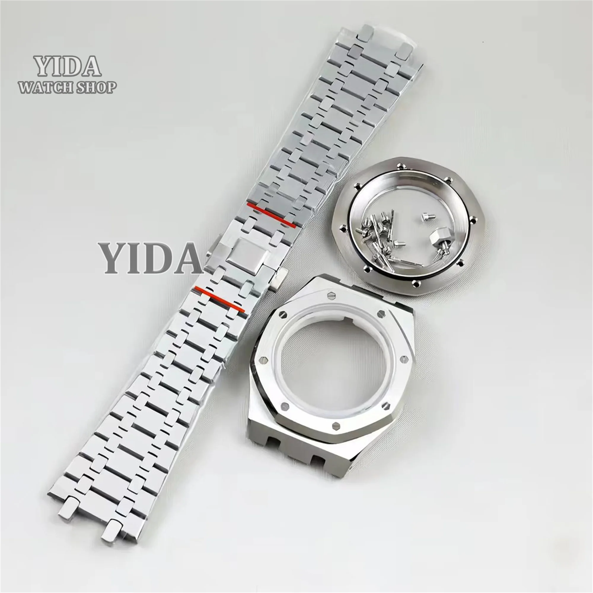 41mm Stainless Steel Watch Case Strap Sapphire Glass 10ATM Waterproof for Royal Oak Case NH35/36 4R36 Movement Fit 31.8mm Dial
41mm Stainless Steel Watch Case Strap Sapphire Glass 10ATM Waterproof for Royal Oak Case NH35/36 4R36 Movement Fit 31.8mm Dial
