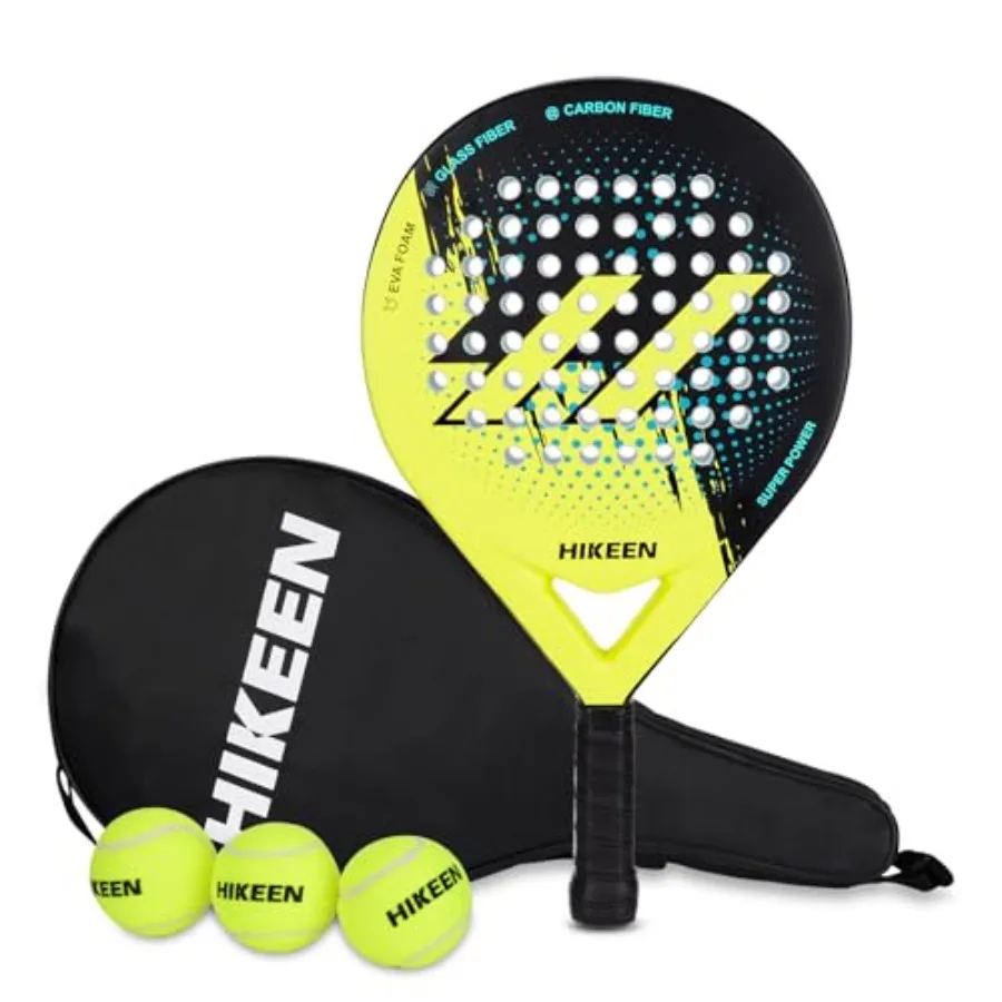 Padel Racket for Adults and Teenagers: Carbon Fiber Surface Black/Gray Lightweight EVA Memory Foam Core with 3 Tennis Balls Car
Padel Racket for Adults and Teenagers: Carbon Fiber Surface Black/Gray Lightweight EVA Memory Foam Core with 3 Tennis Balls Car