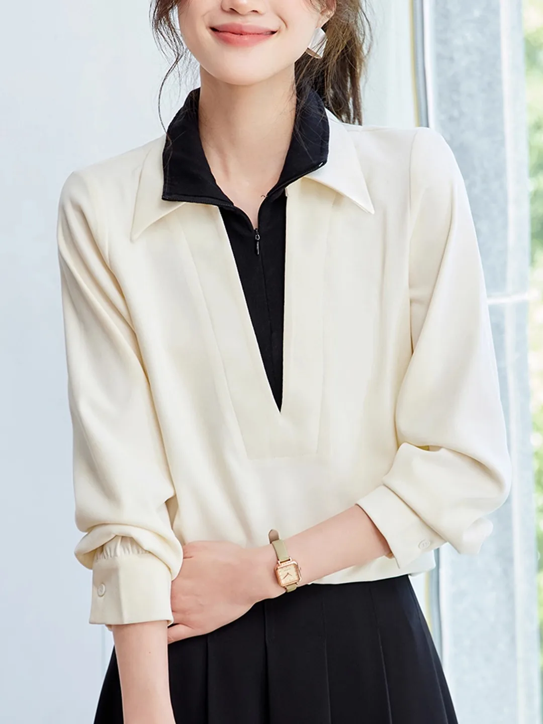 Французский свободный пуловер с длинными рукавами и высоким воротником на молнии для женщин, в стиле колор-блок, для ранней осени, модный
Французский свободный пуловер с длинными рукавами и высоким воротником на молнии для женщин, в стиле колор-блок, для ранней осени, модный