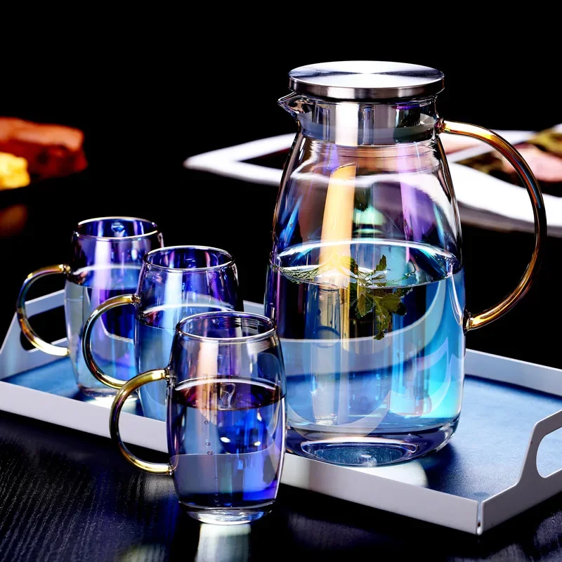 Colorful Cold Water Pot, High Borosilicate Glass Pot, Household Large Capacity Tea Set, Cool Water Pot, Tea Cup Set
Colorful Cold Water Pot, High Borosilicate Glass Pot, Household Large Capacity Tea Set, Cool Water Pot, Tea Cup Set