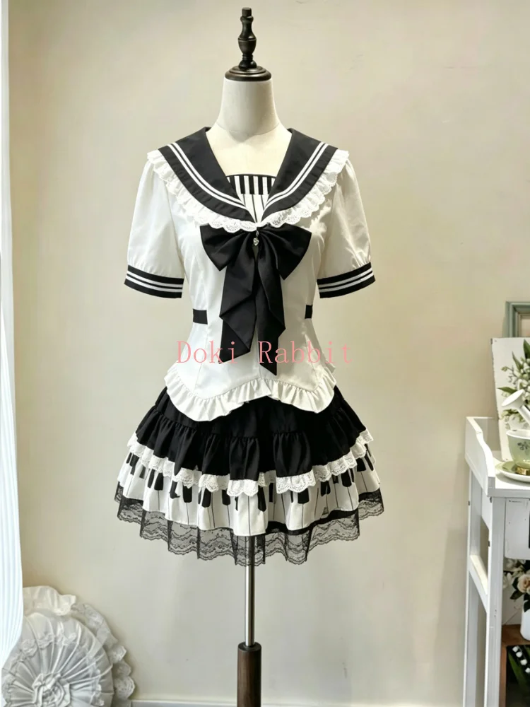 Japanese Kawaii Lace Trim Women 2 Piece Sets Bow Preppy Style Y2k Design Piano Print Skirt Sets JK Daily Casual Korean Popular
Japanese Kawaii Lace Trim Women 2 Piece Sets Bow Preppy Style Y2k Design Piano Print Skirt Sets JK Daily Casual Korean Popular