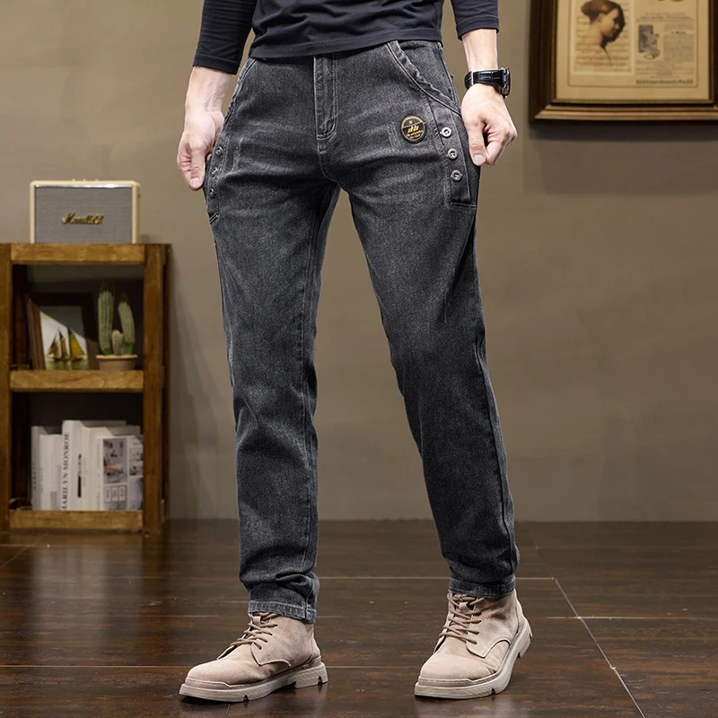 New Men's Denim Pants Slim Straight Gentleman Size 28-38 Slacks Fashion European American Style Stretch Men Luxury Jeans Grey
New Men's Denim Pants Slim Straight Gentleman Size 28-38 Slacks Fashion European American Style Stretch Men Luxury Jeans Grey