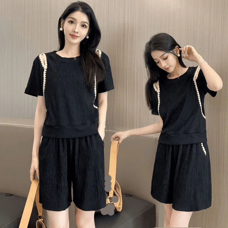 Korean Fashion Off Shoulder T-Shirts Two-Piece Set Women All-Match Loose Casual Shorts Outfit Streetwear Contrast Patchwork Suit
Korean Fashion Off Shoulder T-Shirts Two-Piece Set Women All-Match Loose Casual Shorts Outfit Streetwear Contrast Patchwork Suit