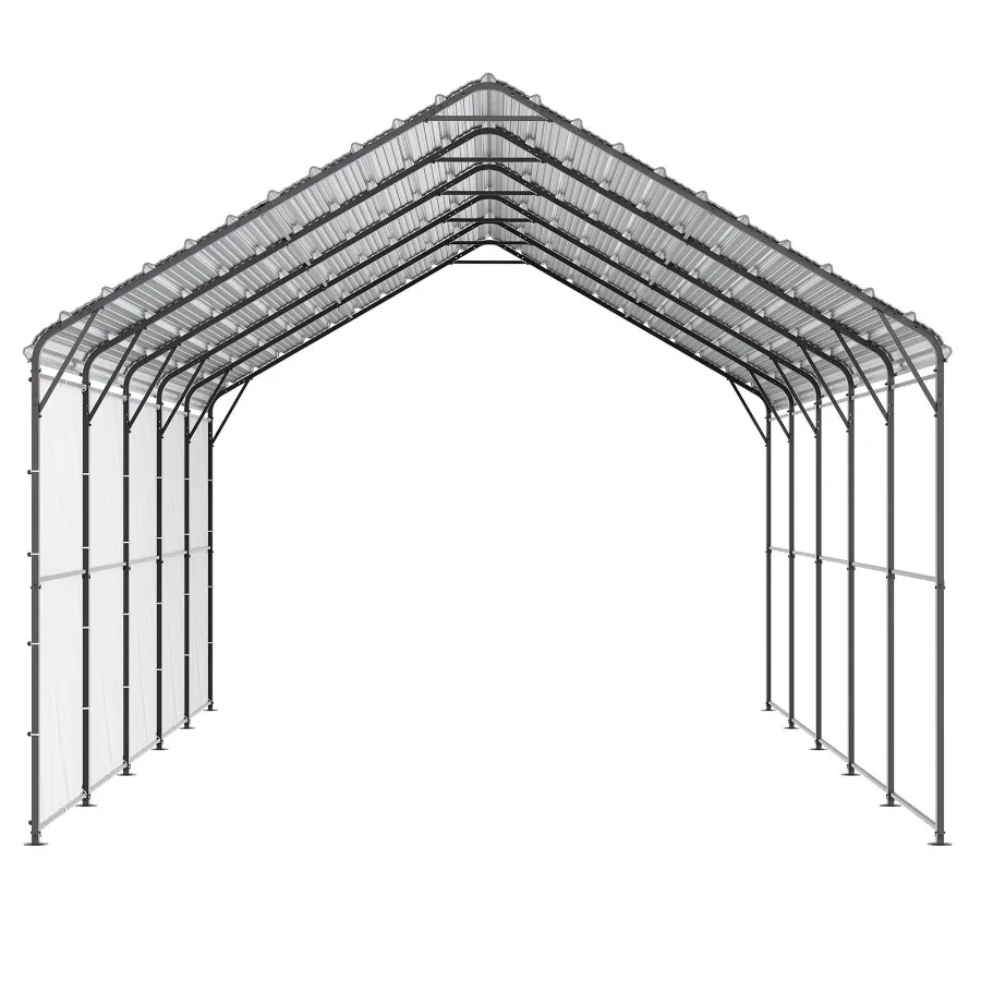 Heavy Duty Metal Carport for outdoor use, galvanized steel frame roof, gray, weather-resistant with removable sidewalls
Heavy Duty Metal Carport for outdoor use, galvanized steel frame roof, gray, weather-resistant with removable sidewalls