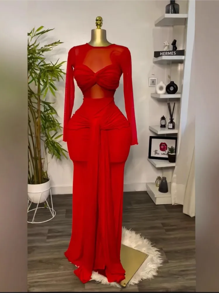 Temperament Slim Fit Red Dress Woman Spring Autumn Fashion O-neck Sexy Perspective Long Sleeves Robe Ladies Party Prom Vestidos
Temperament Slim Fit Red Dress Woman Spring Autumn Fashion O-neck Sexy Perspective Long Sleeves Robe Ladies Party Prom Vestidos