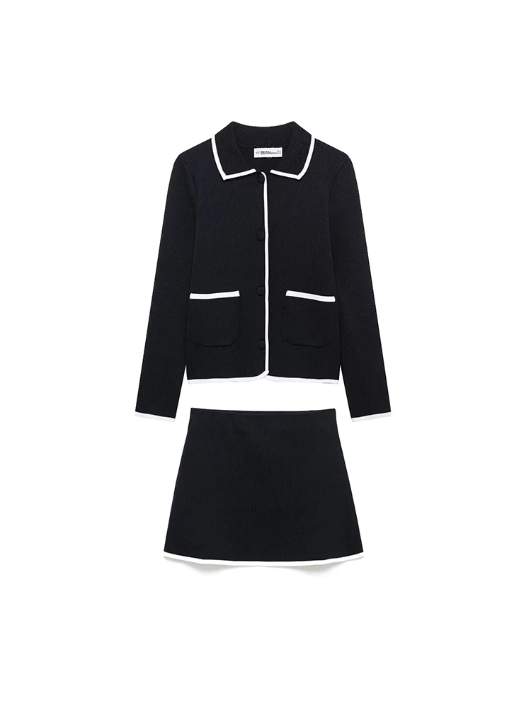 Willshela Women Fashion 2 Piece Set Black Knitted Single Breasted Sweater & Vintage Elastic Waist Mini Skirt Female Skirts Sets
Willshela Women Fashion 2 Piece Set Black Knitted Single Breasted Sweater & Vintage Elastic Waist Mini Skirt Female Skirts Sets