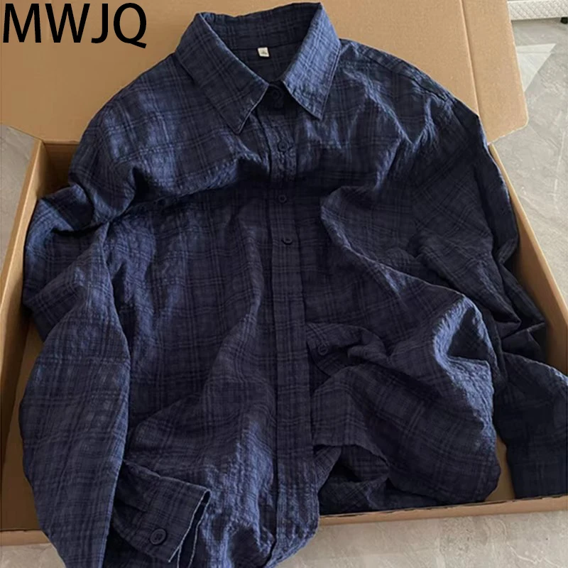 MWJQ Vintage Blue Plaid Design Male Shirts American Lapel SIngle Breasted Cleanfit Niche Spring Long Sleeve Men's Tops 010163
MWJQ Vintage Blue Plaid Design Male Shirts American Lapel SIngle Breasted Cleanfit Niche Spring Long Sleeve Men's Tops 010163