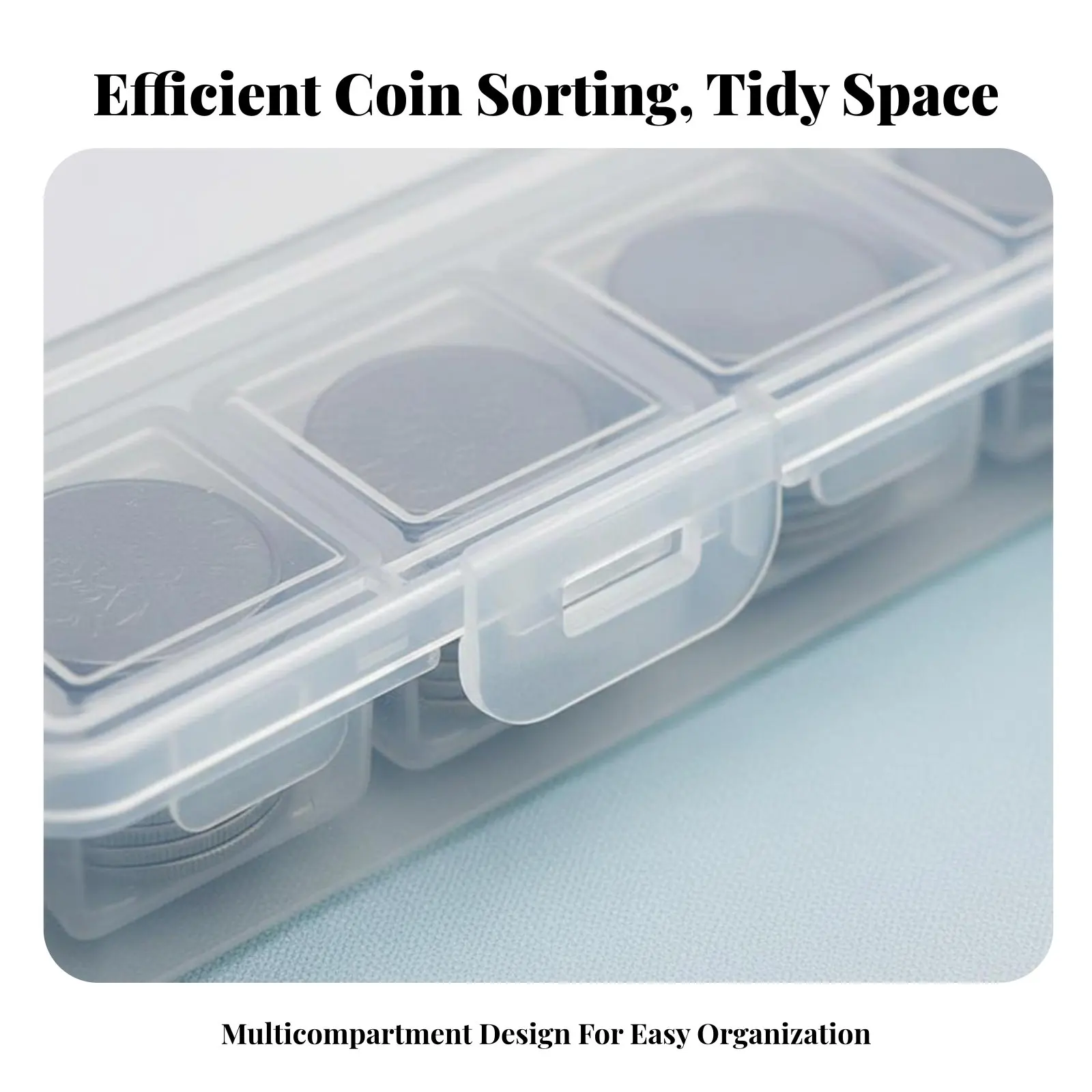 Slotted Coin Sorting Box Large Capacity Slotted Coin Storage Tray with Lid Stackable Design for automatic dispenser users, Car
Slotted Coin Sorting Box Large Capacity Slotted Coin Storage Tray with Lid Stackable Design for automatic dispenser users, Car