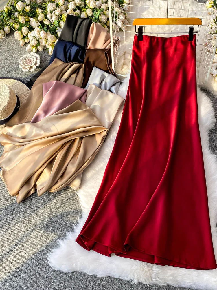 REALEFT Fashion Midi Satin Skirts for Women Elegant High Waist Solid Color Mid Length Women's A-line Skirts Summer 2026 New
REALEFT Fashion Midi Satin Skirts for Women Elegant High Waist Solid Color Mid Length Women's A-line Skirts Summer 2026 New