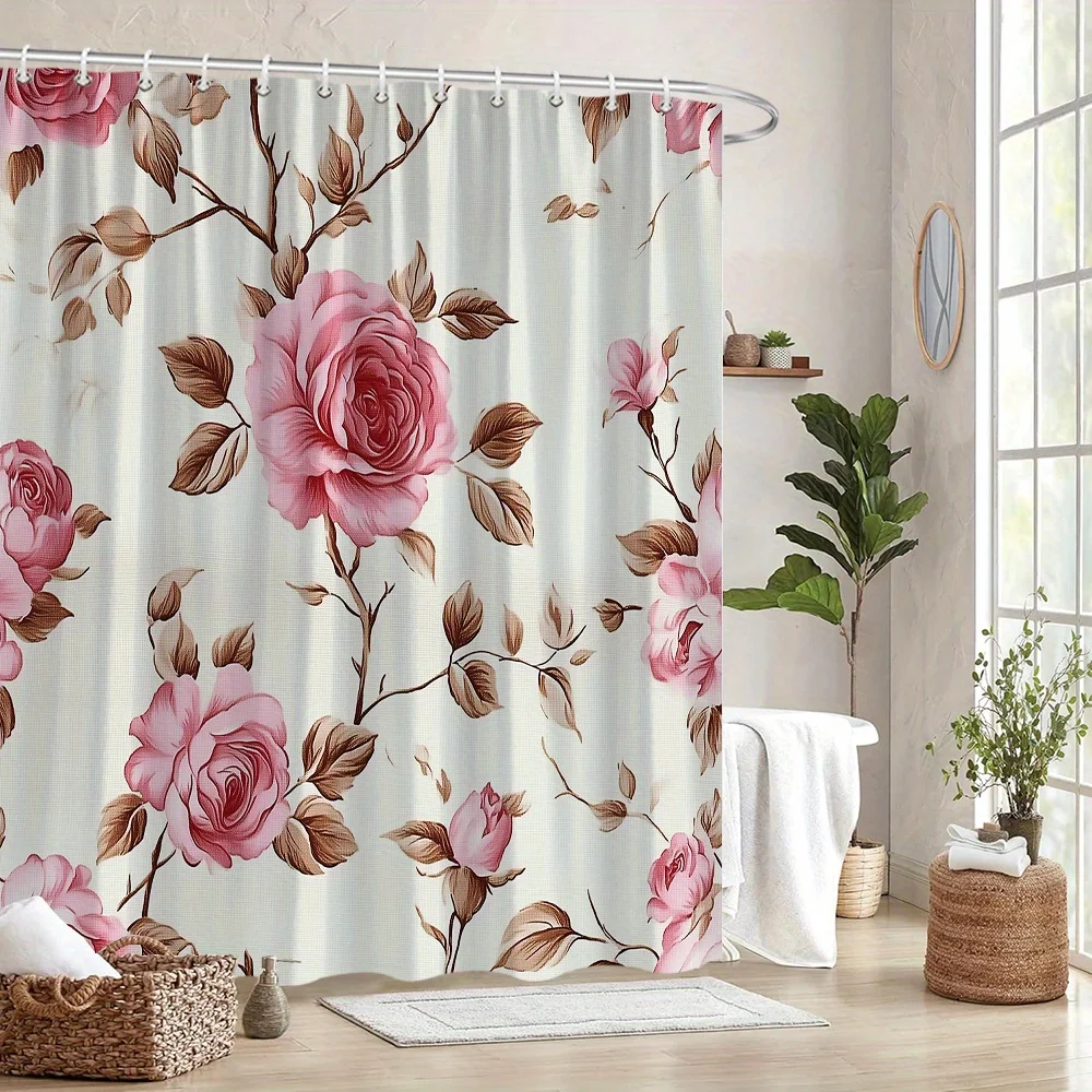 1 шт. винтажная занавеска для душа с цветочным принтом, розовыми розами, бутонами и коричневыми ветками, полиэфирная ткань, с крючками, можно стирать в машине.
1 шт. винтажная занавеска для душа с цветочным принтом, розовыми розами, бутонами и коричневыми ветками, полиэфирная ткань, с крючками, можно стирать в машине.