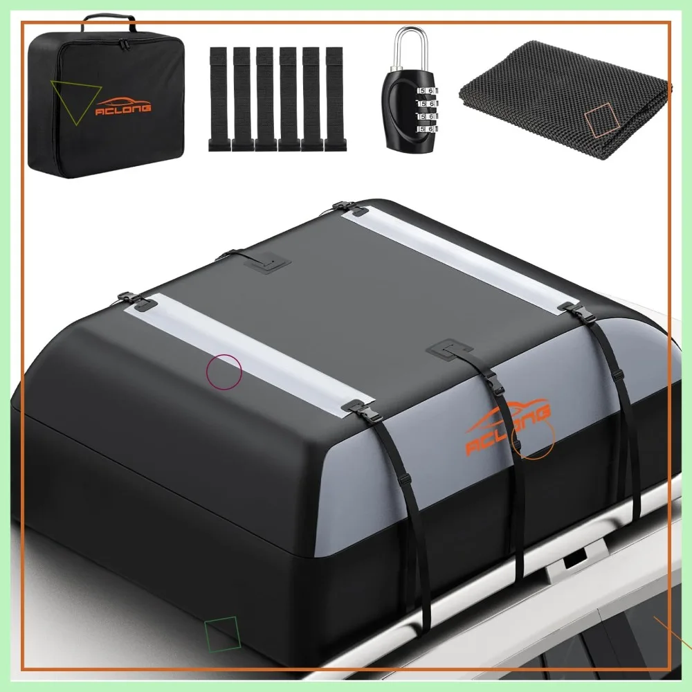 21 Cubic Feet Waterproof Car Roof Bag for All Cars with/without Racks - 840D, Anti-Slip Mat, Lock
21 Cubic Feet Waterproof Car Roof Bag for All Cars with/without Racks - 840D, Anti-Slip Mat, Lock