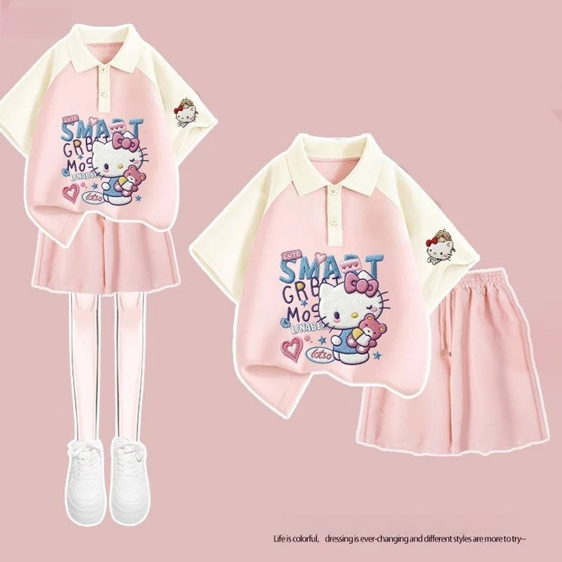Anime Cartoon Kawaii Sanrio HelloKitty Preppy Style Children Short Sleeves Shorts Suit Summer New Style Two Piece Set New Style
Anime Cartoon Kawaii Sanrio HelloKitty Preppy Style Children Short Sleeves Shorts Suit Summer New Style Two Piece Set New Style