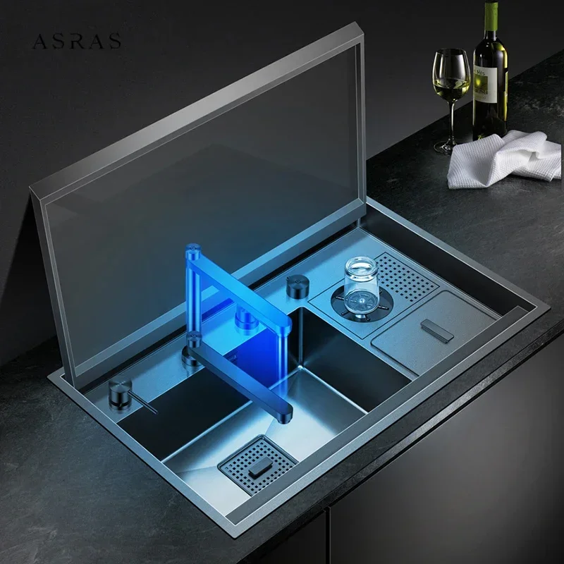 ASRAS Nanometer Hidden kitchen Sink Single Flip Cover Hidden Large Size 304 Stainless Steel 4mm Thickness Handmade kitchen Sink
ASRAS Nanometer Hidden kitchen Sink Single Flip Cover Hidden Large Size 304 Stainless Steel 4mm Thickness Handmade kitchen Sink
