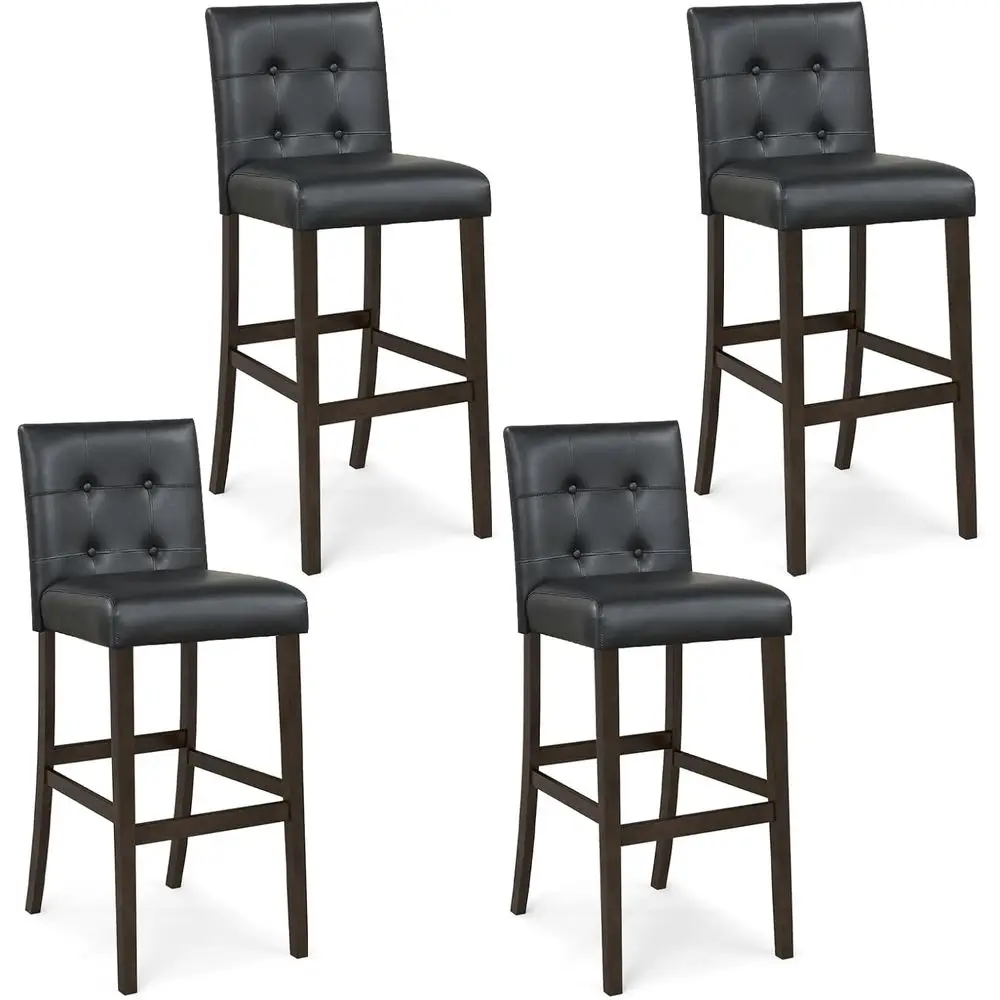 Set of 4 Counter Height Bar Stools, 30.5 Upholstered with Back, Button-Tufted PVC Leather, Solid Wood Legs for Pub, Kitchen, Bis
Set of 4 Counter Height Bar Stools, 30.5 Upholstered with Back, Button-Tufted PVC Leather, Solid Wood Legs for Pub, Kitchen, Bis