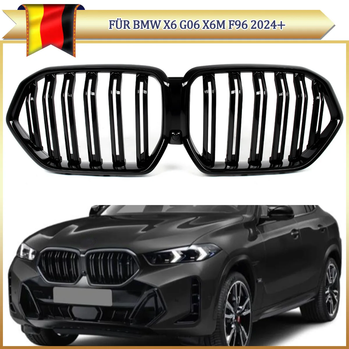 Решетка переднего бампера для BMW X6 серии G06 SUV LCI 2024 2025 глянцевый черный с двумя планками, центральная гоночная решетка, сетка Magickit
Решетка переднего бампера для BMW X6 серии G06 SUV LCI 2024 2025 глянцевый черный с двумя планками, центральная гоночная решетка, сетка Magickit