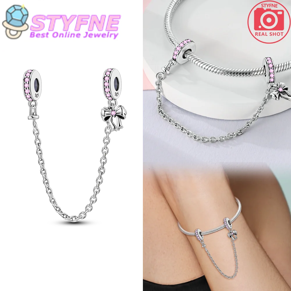 Classic 925 Sterling Silver Girl Bow Rubber Stopper Safety Chain Charm Fit DIY Bracelet Necklace For Women's School Jewelry Gift
Classic 925 Sterling Silver Girl Bow Rubber Stopper Safety Chain Charm Fit DIY Bracelet Necklace For Women's School Jewelry Gift