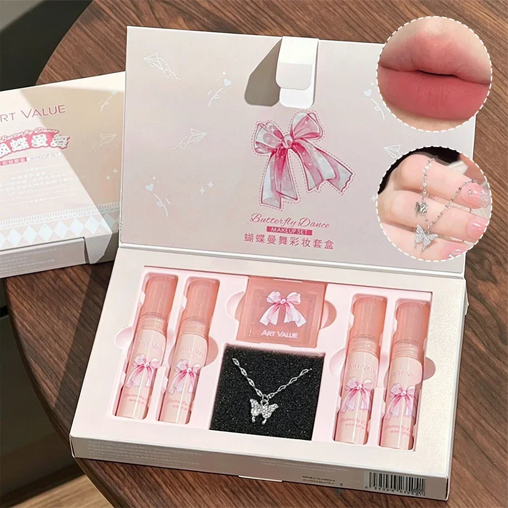 Butterfly Lip Gloss Makeup set,Full Gift Box Liquid Lipstick Necklace Blush Kit for Birthday Christmas Valentine's Day Matte Lip
Butterfly Lip Gloss Makeup set,Full Gift Box Liquid Lipstick Necklace Blush Kit for Birthday Christmas Valentine's Day Matte Lip