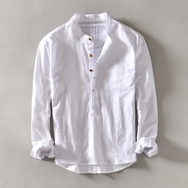 Men's linen long-sleeved shirt stand-up collar spring and autumn casual loose men's cotton and linen all-match tops
Men's linen long-sleeved shirt stand-up collar spring and autumn casual loose men's cotton and linen all-match tops