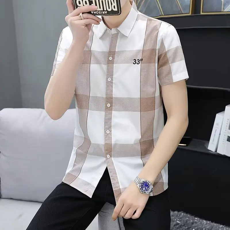 Summer Mens Slim Fit ort Sve irt Faionable No Iron Plaid irt Versatile Youth f Sve Inch irt Menswear
Summer Mens Slim Fit ort Sve irt Faionable No Iron Plaid irt Versatile Youth f Sve Inch irt Menswear