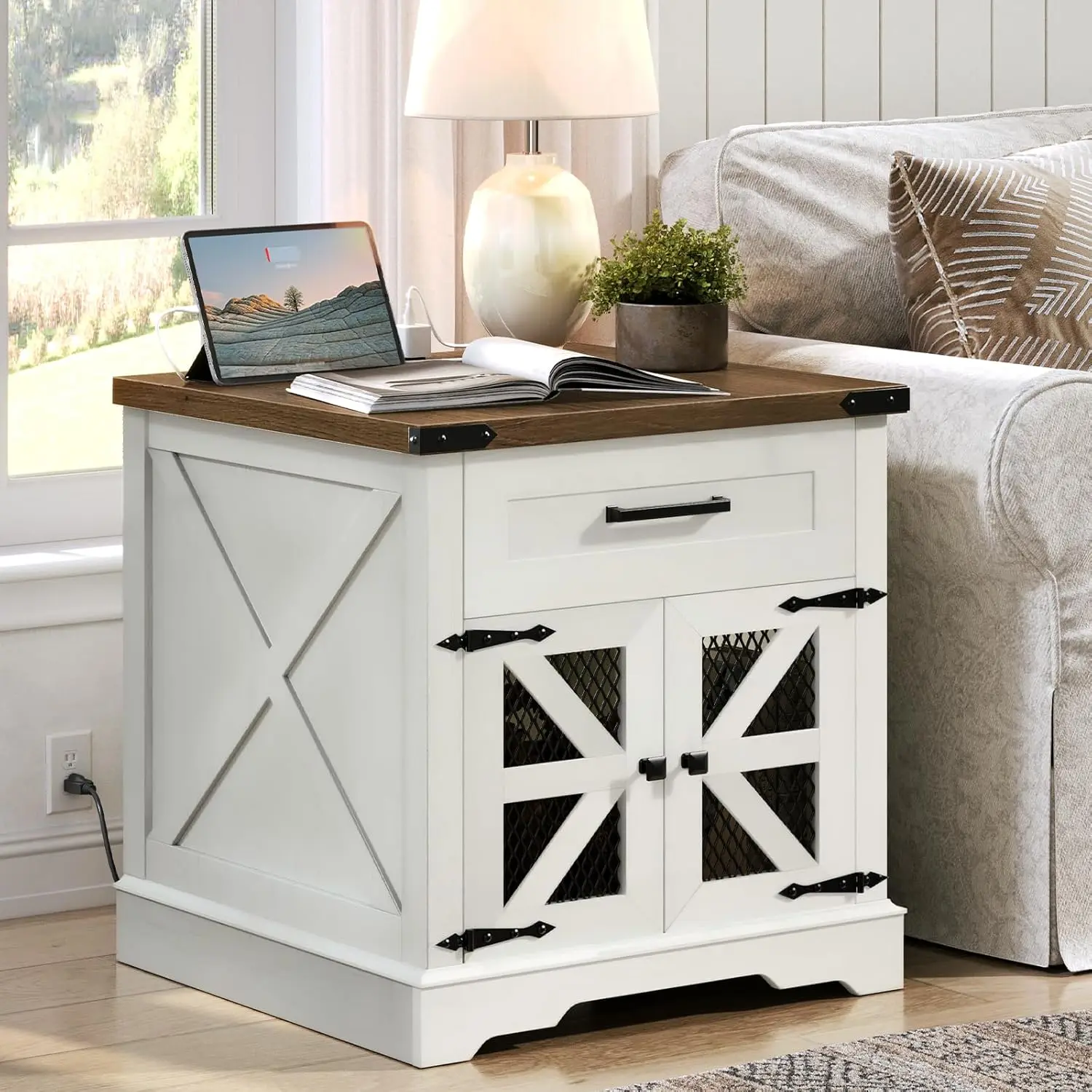 White Farmhouse End Table Charging Station 24in Sofa Side Drawer Nightstand Outlet Wood Square Customized
White Farmhouse End Table Charging Station 24in Sofa Side Drawer Nightstand Outlet Wood Square Customized