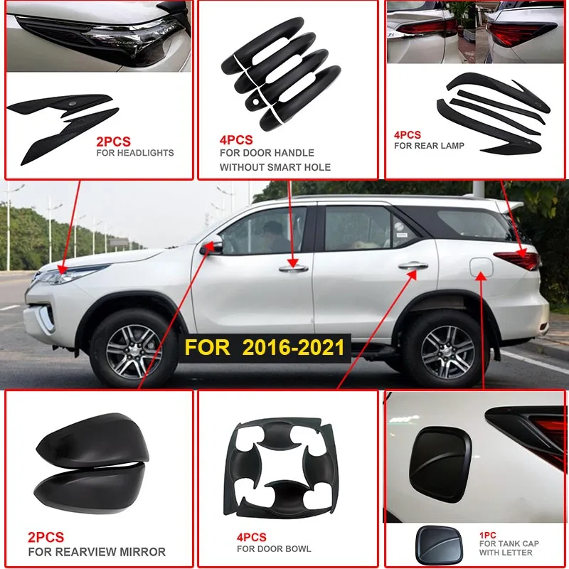 Черный для Toyota FORTUNER 2016-2021 наружная декоративная ручка дверная чаша масляная крышка передний задний абажур автомобильные аксессуары
Черный для Toyota FORTUNER 2016-2021 наружная декоративная ручка дверная чаша масляная крышка передний задний абажур автомобильные аксессуары