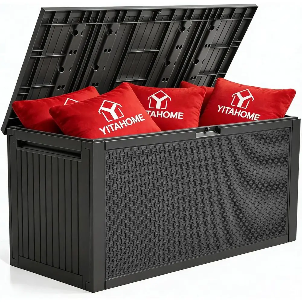 Large 95 Gallon Outdoor Deck Storage Box, Lockable Waterproof Resin with Handles, Weather & UV Resistant, Patio Garden Tool Cont
Large 95 Gallon Outdoor Deck Storage Box, Lockable Waterproof Resin with Handles, Weather & UV Resistant, Patio Garden Tool Cont