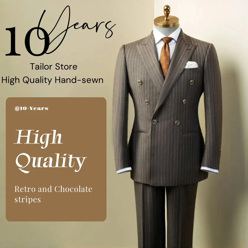Business Stripe High-end Men Suits Slim Fit Peaked Lapel Groom Formal Prom Tuxedos Elegant Double Breasted Male Blazers
Business Stripe High-end Men Suits Slim Fit Peaked Lapel Groom Formal Prom Tuxedos Elegant Double Breasted Male Blazers