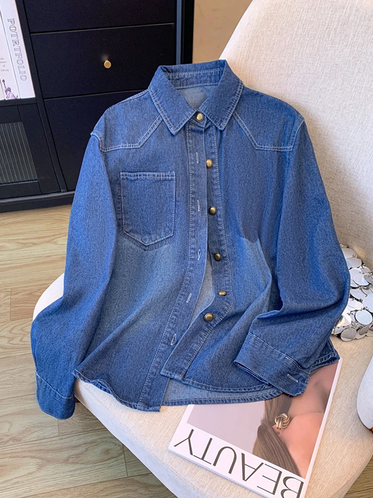 SuperAen 2024 Retro Denim Shirt Coat Women's Spring and Autumn New Korean High End Fashion Shirt Tops
SuperAen 2024 Retro Denim Shirt Coat Women's Spring and Autumn New Korean High End Fashion Shirt Tops