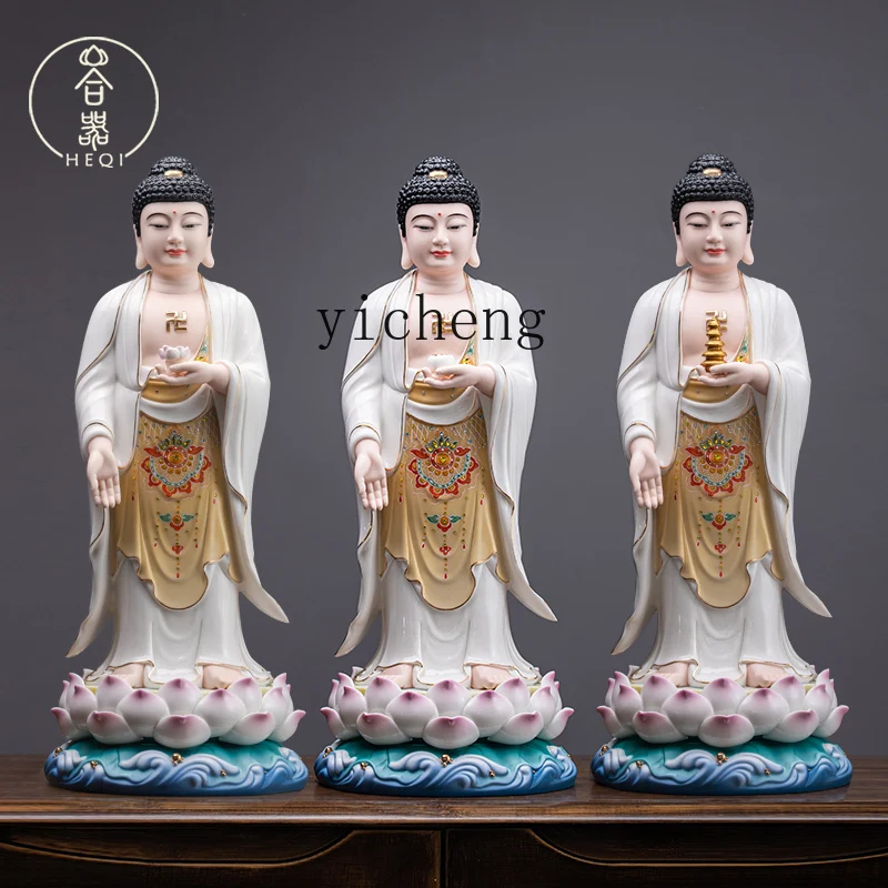 DS Ceramic Standing Lotus Three Treasures Buddha Statue Home Worship Amitabha Buddha Standing Statue
DS Ceramic Standing Lotus Three Treasures Buddha Statue Home Worship Amitabha Buddha Standing Statue
