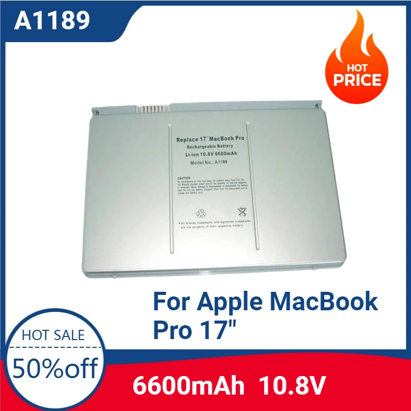 Высококачественный аккумулятор A1189 6600 мАч 10,8 В для Apple MacBook Pro 17 дюймов A1151 (начально 2006) A1212 (конец 2006) A1229 (средний/конец 2007) A1261
Высококачественный аккумулятор A1189 6600 мАч 10,8 В для Apple MacBook Pro 17 дюймов A1151 (начально 2006) A1212 (конец 2006) A1229 (средний/конец 2007) A1261