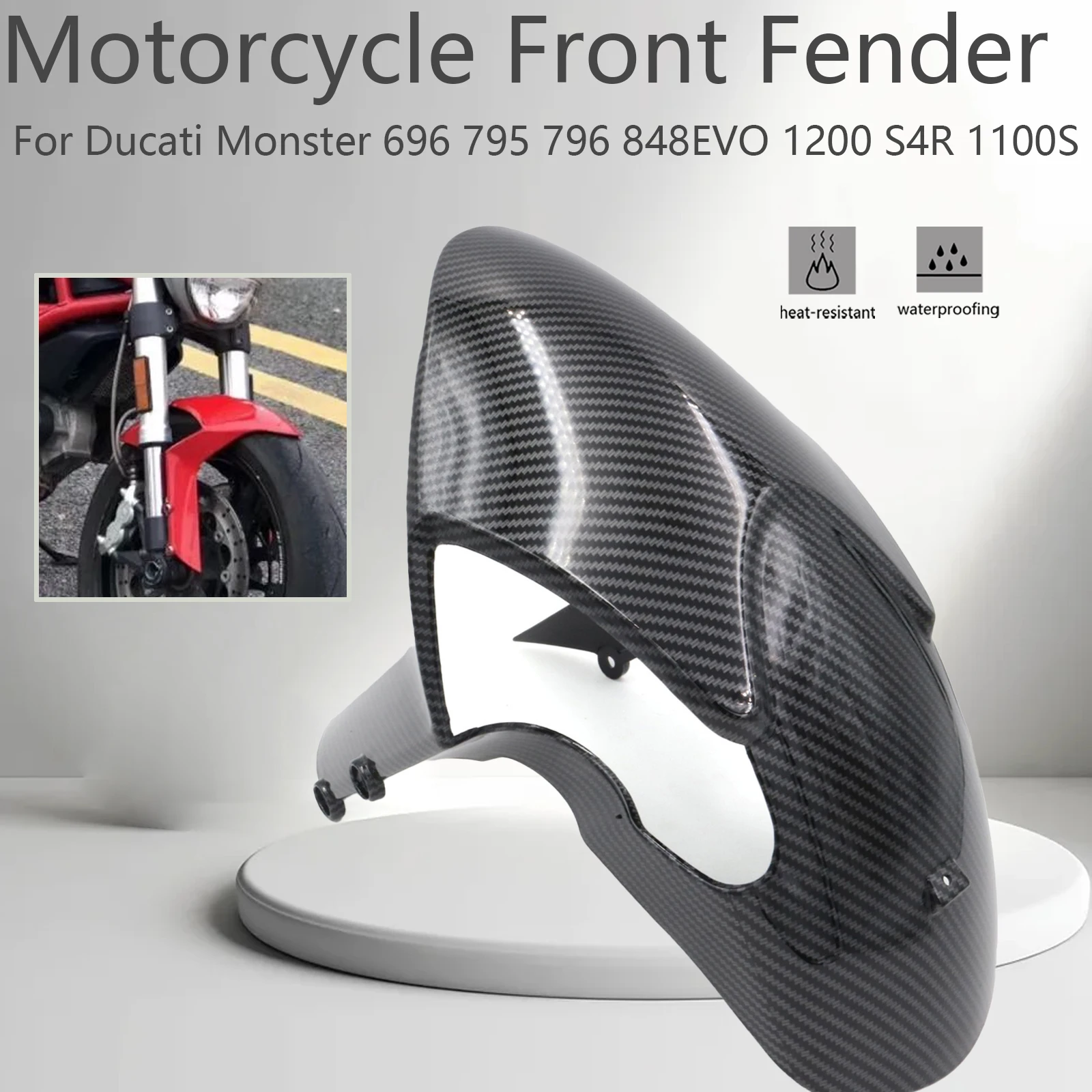 Motorcycle Front Fender Splash Mudguard ABS Carbon Accessories For Ducati Monster 696 795 796 848 1200 S4R 1100S
Motorcycle Front Fender Splash Mudguard ABS Carbon Accessories For Ducati Monster 696 795 796 848 1200 S4R 1100S