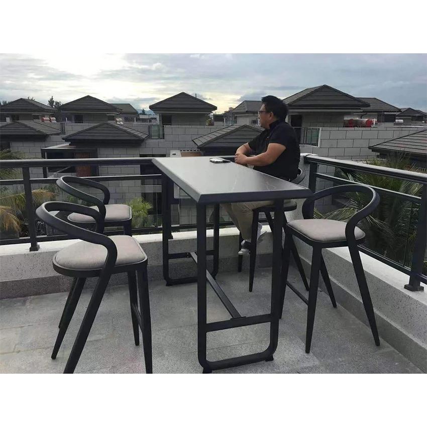Terrace Whole Aluminium Frame Luxury Style Outdoor Furniture bar Stool Sets Waterproof bar Table and Chair Set
Terrace Whole Aluminium Frame Luxury Style Outdoor Furniture bar Stool Sets Waterproof bar Table and Chair Set