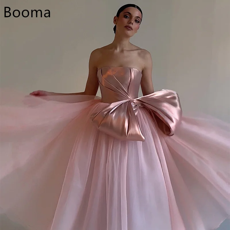 Booma Elegant A-Line Bow Pink Strapless Pleat Tulle Dresses Formal Party Gowns for Women Sleeveless Simple Prom Gown Customize
Booma Elegant A-Line Bow Pink Strapless Pleat Tulle Dresses Formal Party Gowns for Women Sleeveless Simple Prom Gown Customize