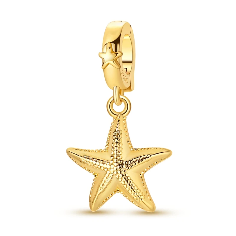 925 Sterling Silver Golden Charms Bead CZ Zircon Golden Starfish Dangle Fit Original Bracelet DIY Women Jewelry Gift
925 Sterling Silver Golden Charms Bead CZ Zircon Golden Starfish Dangle Fit Original Bracelet DIY Women Jewelry Gift